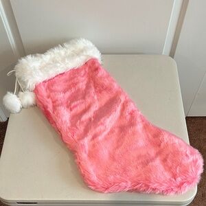Pink Furry Christmas Stocking for Kids